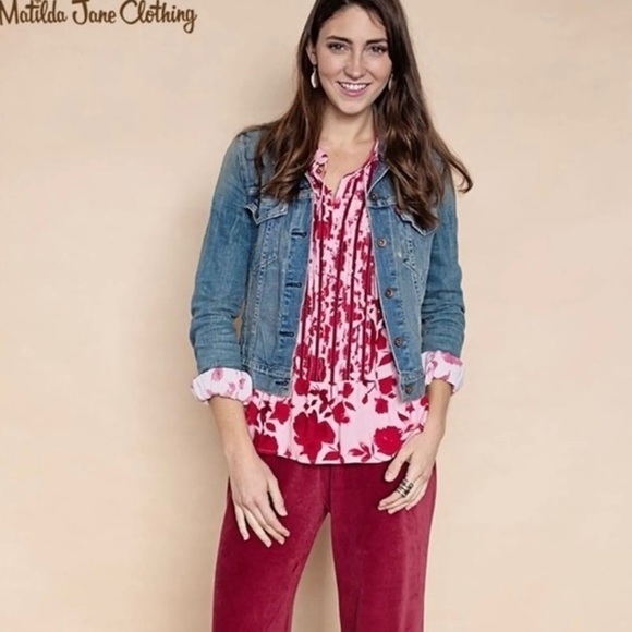 Matilda Jane | Miri Pintuck Ruffle Peplum Top Long Sleeve Velvet Trim - Picture 3 of 9